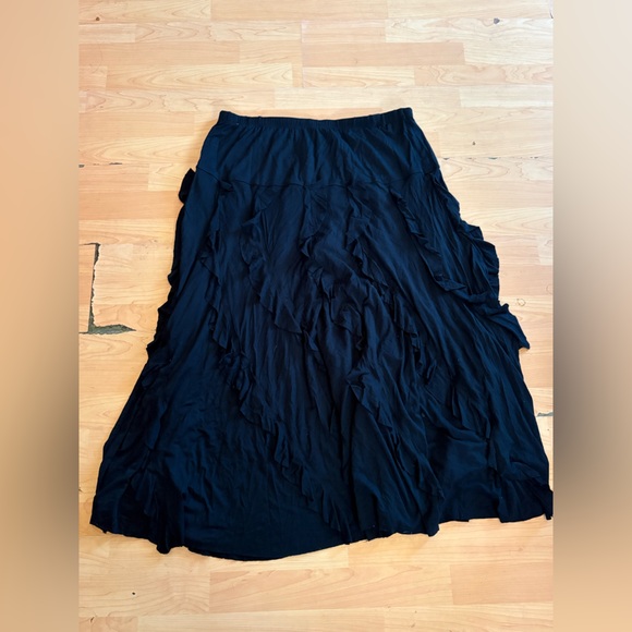 KAREN KANE black Ruffles Maxi Skirt Size 1X Women Plus Curvy Casual AF14 - Picture 1 of 2